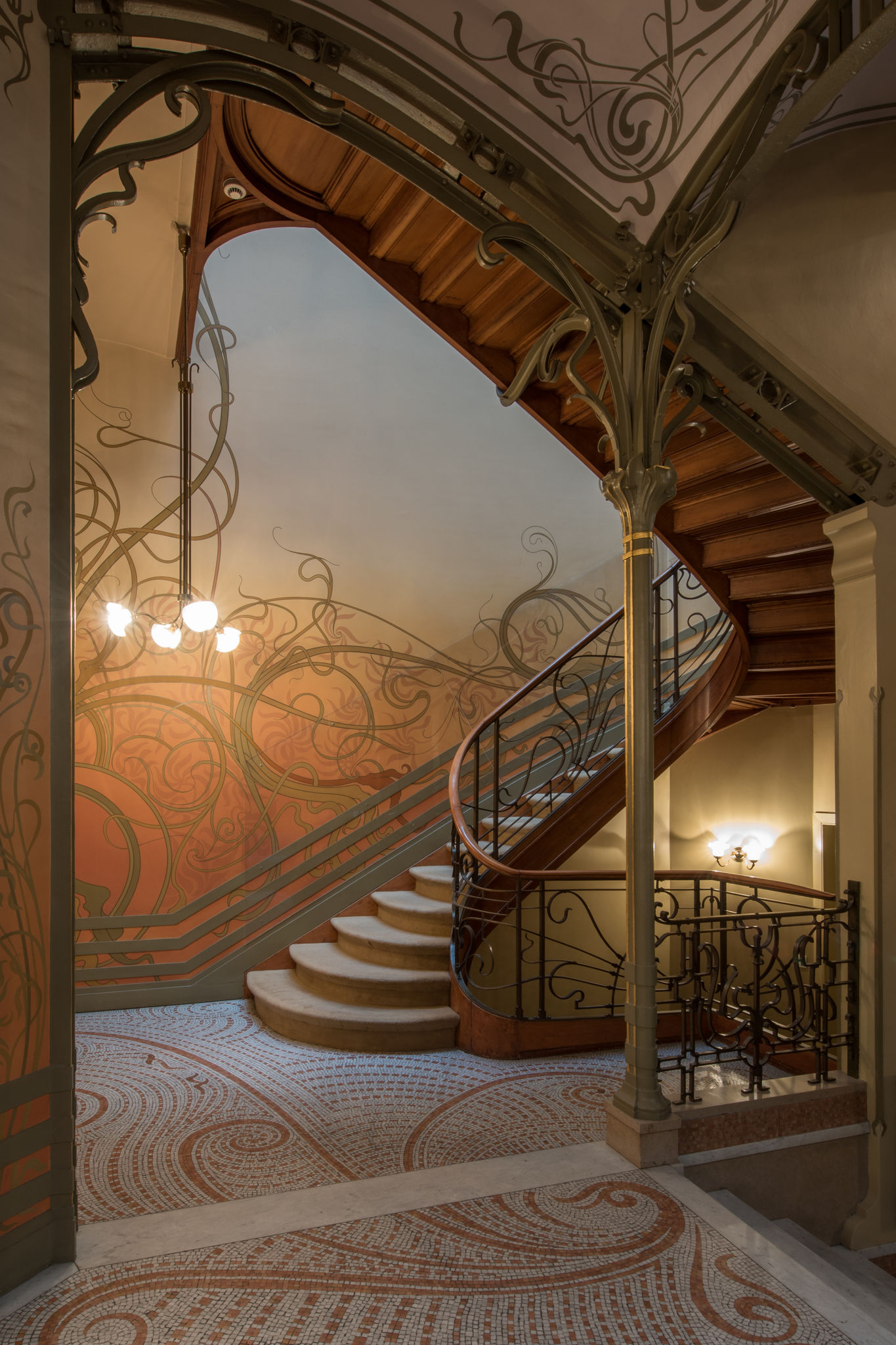 Wrought-iron and painted staircase of the Hôtel Tassel by Victor Horta, Brussels